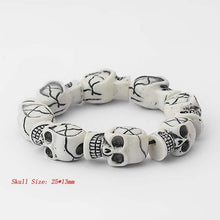 Load image into Gallery viewer, White/Brown Skull Heads Bracelet