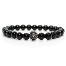 Load image into Gallery viewer, Black shinny stone crown lion bracelet