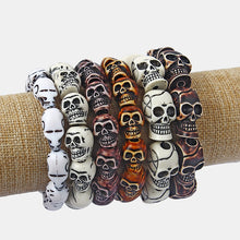 Load image into Gallery viewer, White/Brown Skull Heads Bracelet
