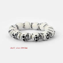 Load image into Gallery viewer, White/Brown Skull Heads Bracelet
