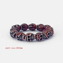 Load image into Gallery viewer, White/Brown Skull Heads Bracelet
