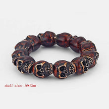 Load image into Gallery viewer, White/Brown Skull Heads Bracelet
