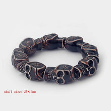 Load image into Gallery viewer, White/Brown Skull Heads Bracelet
