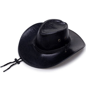 Unisex leather printing cowboy hat men