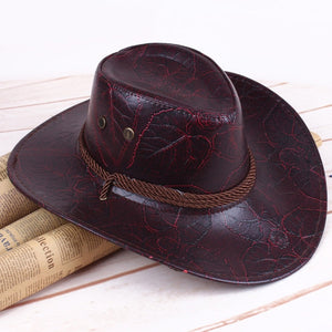 Unisex leather printing cowboy hat men