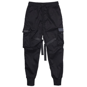 Black Hip Hop Cargo Pants For Men