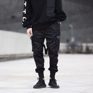 Black Hip Hop Cargo Pants For Men