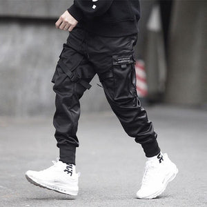 Black Hip Hop Cargo Pants For Men