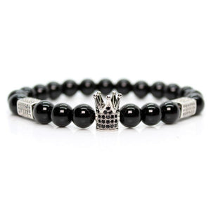 Black shinny stone crown lion bracelet