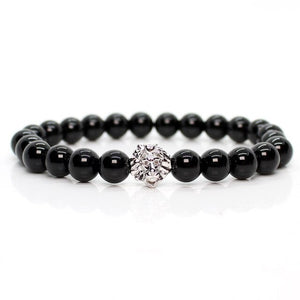 Black shinny stone crown lion bracelet