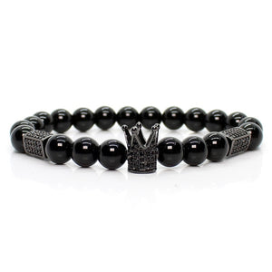 Black shinny stone crown lion bracelet