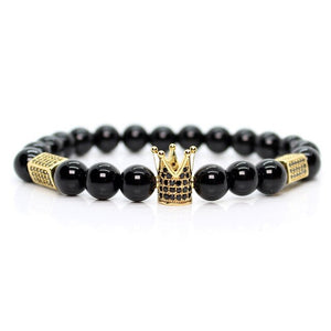 Black shinny stone crown lion bracelet